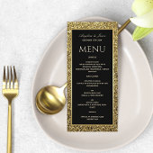 Elegante gouden glitter en zwarte bruiloft menu