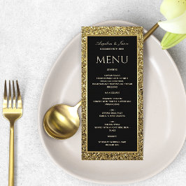 Elegante gouden glitter en zwarte bruiloft menu