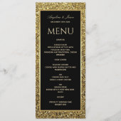 Elegante Gouden Glitter en Zwarte Huwelijk Menu (Voorkant)