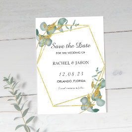 Elegante gouden glitter Eucalyptus groen Save The Date