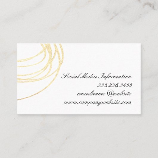 Elegante Gouden Glitter Expressief Visitekaartje (Achterkant)