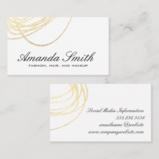 Elegante Gouden Glitter Expressief Visitekaartje (Voorkant / Achterkant)