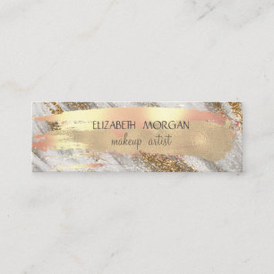 Elegante Gouden Glitter Folie Kwaststreek Mini Visitekaartje