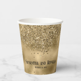 Elegante Gouden Glitter & Folie Trouwpapier Cups Papieren Bekers