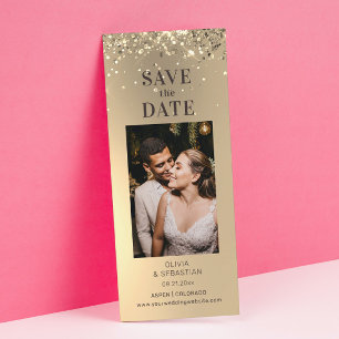 Elegante Gouden Glitter Foto Huwelijk Save The Dat Date