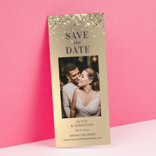 Elegante Gouden Glitter Foto Huwelijk Save The Dat Save The Date