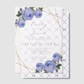 Elegante Gouden Glitter Geometrische Blauwe Bruilo Vellum Uitnodigingen (Offset (Uitnodiging))