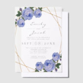 Elegante Gouden Glitter Geometrische Blauwe Bruilo Vellum Uitnodigingen (Offset)