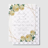Elegante Gouden Glitter Geometrische Gele Huwelijk Vellum Uitnodigingen (Offset (Uitnodiging))
