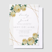 Elegante Gouden Glitter Geometrische Gele Huwelijk Vellum Uitnodigingen (Offset)