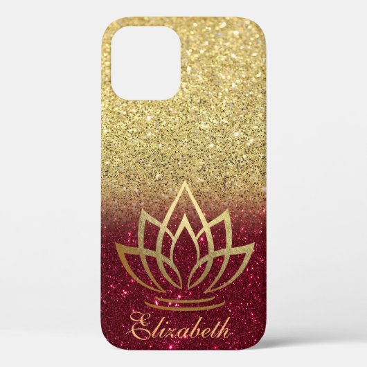 Elegante Gouden Glitter Goud Rode Lotus Case-Mate iPhone Case (Achterkant)