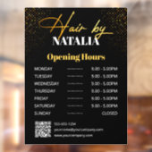 Elegante Gouden Glitter Haar Salon Openingstijden Raamsticker (Vel 2)