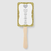 Elegante gouden glitter hart bruiloft programma fa handwaaier (Achterkant)