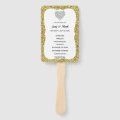 Elegante gouden glitter hart bruiloft programma fa handwaaier (Voorkant)