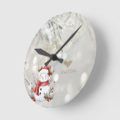 Elegante Gouden Glitter Hart Sneeuwman Ronde Klok (Hoek)