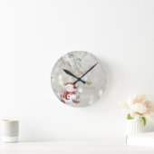 Elegante Gouden Glitter Hart Sneeuwman Ronde Klok (Huis)