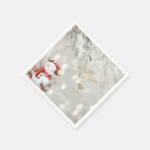 Elegante Gouden Glitter Hart Sneeuwman Servet (Hoek)