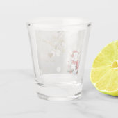 Elegante Gouden Glitter Hart Sneeuwman Shot Glas (Achterkant)