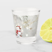 Elegante Gouden Glitter Hart Sneeuwman Shot Glas (Voorkant)