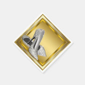 Elegante gouden glitter hoge hak servet (Hoek)