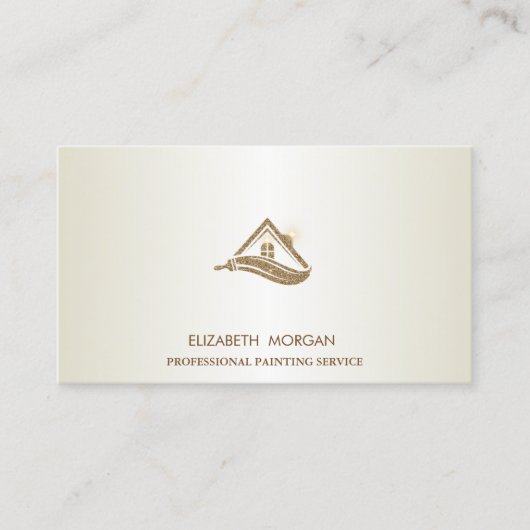 Elegante Gouden Glitter Huis Roff Brush Visitekaartje (Voorkant)