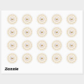 Elegante Gouden Glitter Initiaal & Naam Ronde Sticker (Vel)