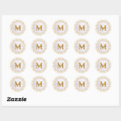 Elegante Gouden Glitter Initiaal & Naam Ronde Sticker (Vel)