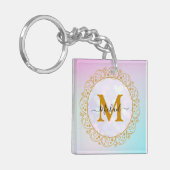 Elegante Gouden Glitter Initiaal & Naam Sleutelhanger (Voorkant Links)