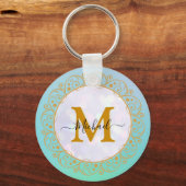 Elegante Gouden Glitter Initiaal & Naam Sleutelhanger (Voorkant)