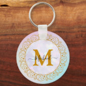 Elegante Gouden Glitter Initiaal & Naam Sleutelhanger (Achterkant)