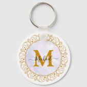 Elegante Gouden Glitter Initiaal & Naam Sleutelhanger (Achterkant)