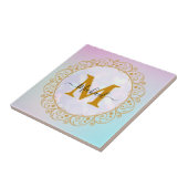 Elegante Gouden Glitter Initiaal & Naam Tegeltje (Zijkant)