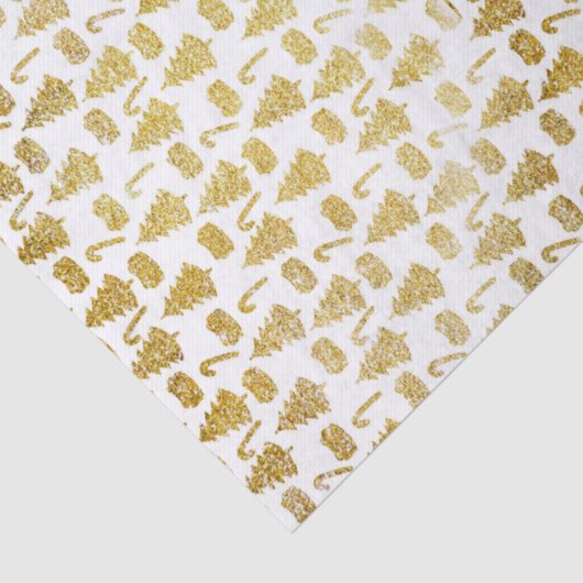Elegante gouden glitter kerst iconen tissuepapier (Detail)