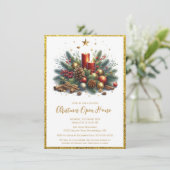 Elegante Gouden Glitter Kerst Open Huis Kaart (Staand voorkant)
