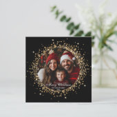 Elegante Gouden Glitter Kerstboom Familiefoto (Staand voorkant)
