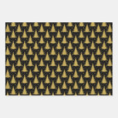 Elegante gouden glitter kerstboom patroon inpakpapier vel (Voorkant)