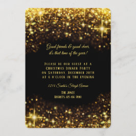 Elegante gouden glitter kerstdiner kaart