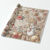 Elegante Gouden Glitter Kerstelementen Cadeaupapier (Uitgerold)