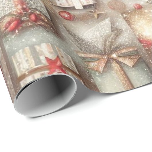  Elegante Gouden Glitter Kerstelementen Cadeaupapier (Rol Hoek)