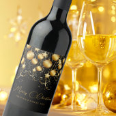 Elegante Gouden Glitter Kerstfeest Bal Wijn Etiket