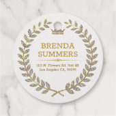 Elegante gouden glitter laurierkrans bedankjes labels (Achterkant)