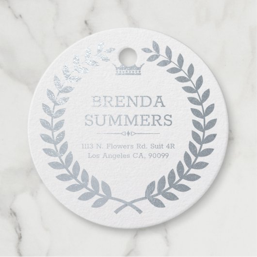 Elegante gouden glitter laurierkrans bedankjes labels (Voorkant)