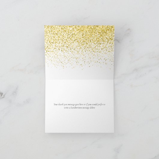 Elegante Gouden Glitter Lettertype Bedankkaart (Binnen)