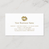 Elegante gouden glitter lippen make-up artiest visitekaartje (Achterkant)