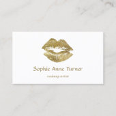 Elegante gouden glitter lippen make-up artiest visitekaartje (Voorkant)
