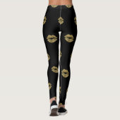 Elegante Gouden Glitter Lippen Patroon Leggings (Achterkant)