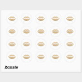 Elegante gouden glitter lippen ronde sticker (Vel)