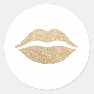 Elegante gouden glitter lippen ronde sticker