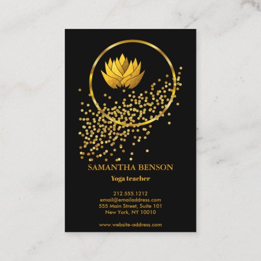 Elegante gouden glitter Lotus Yoga Meditatie Visitekaartje (Achterkant)