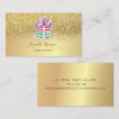 Elegante Gouden Glitter Macarons Visitekaartje (Voorkant / Achterkant)